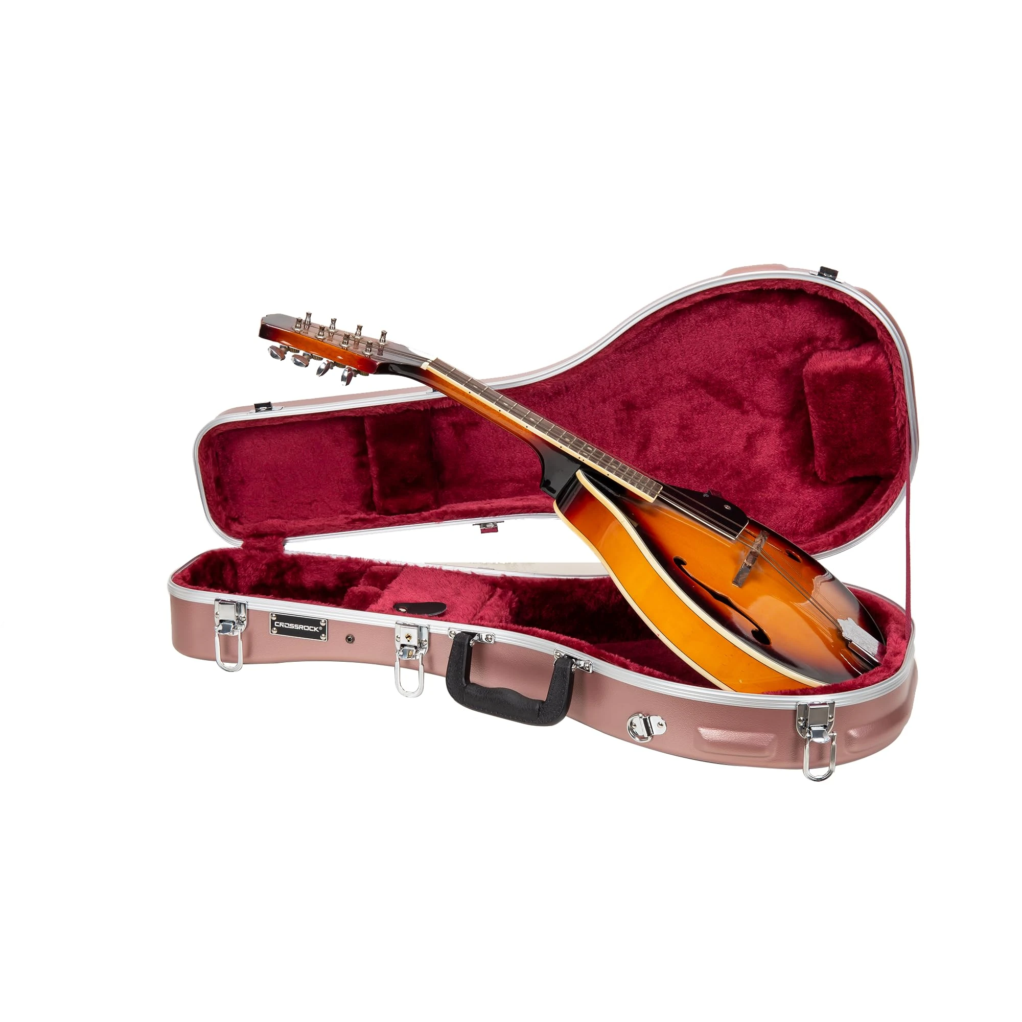 Crossrock ABS Mandolin Case for A-Style | Rose Gold Matte Finish, Rugged Exterior, Locking Hardware, Backpack Carry – Modern ABS Hardshell - Rose Gold(CRA862MARG)