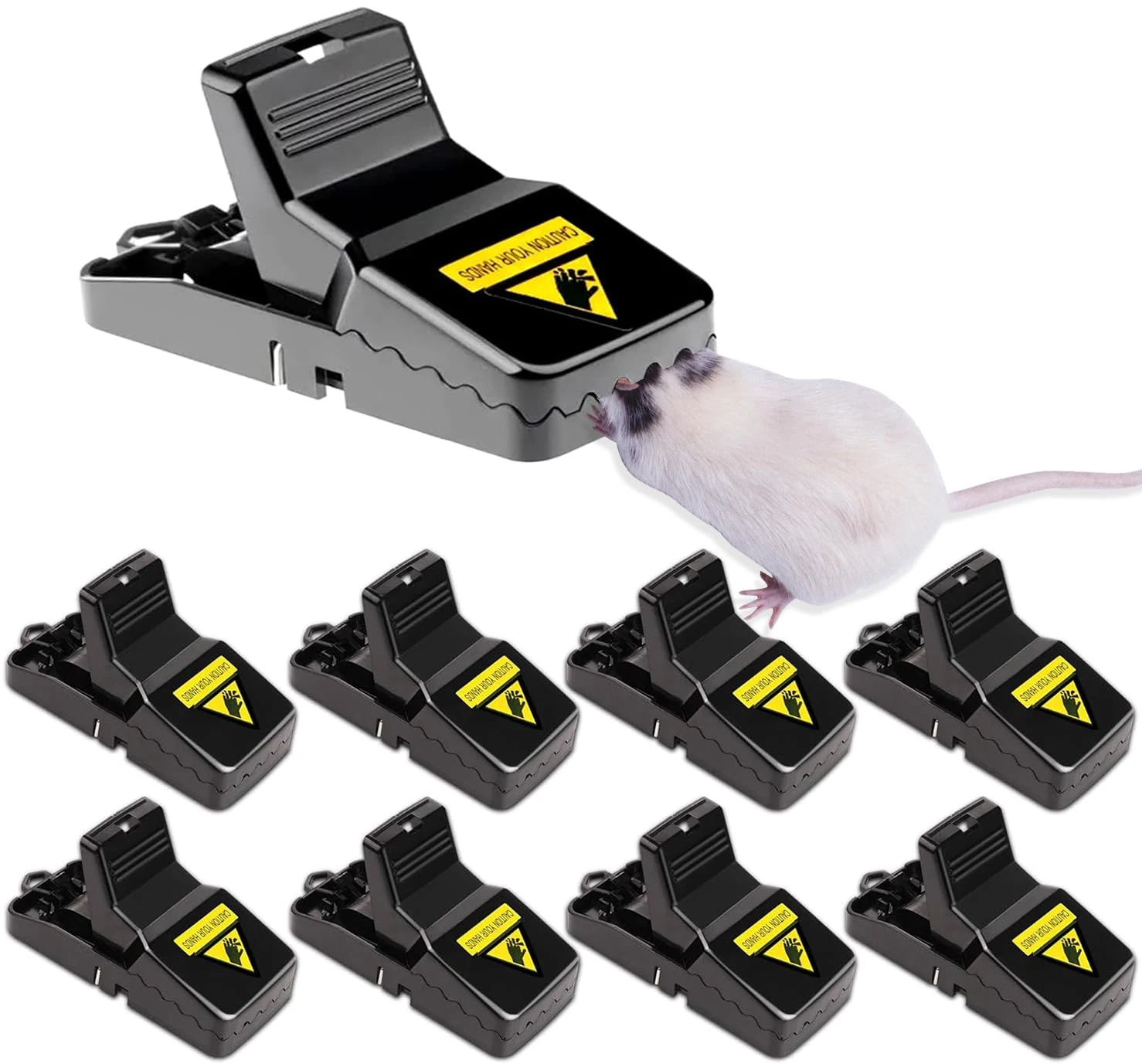 Acomingwin 8 Pack Mouse Traps for Indoor and Outdoor, Resuable Mouse Catcher, Safe and Effective Rat Traps for Family - Small Size, Strong Force - Black