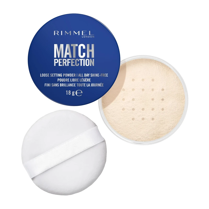 Rimmel Match Perfection Loose Setting Powder, 001 Translucent, Lightweight & Breathable, Matte Finish, Vegan-Friendly Makeup, 18g