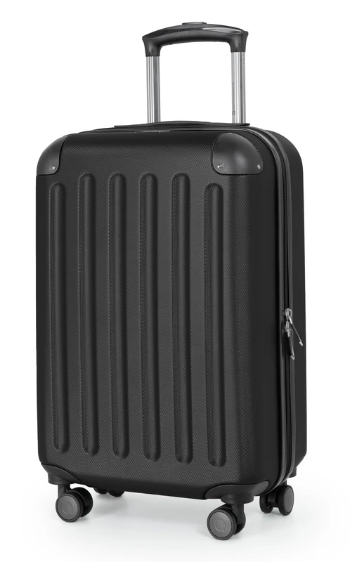 Hauptstadtkoffer - Spree - Lightweight Hand Luggage, 55 x 35 x 20 cm, for Any Airline Hard Shell Suitcase, Trolley, Trolley Suitcase, Travel Suitcase, 4 Double Wheels, 2.3 kg, 33 L, Black, Black, S,