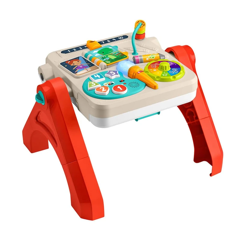 Fisher-Price Laugh & Learn 4-in-1 Activity Table and Art Easel with Educational Music for Boys and Girls Ages 6+ Months, Multilingual Version, JGW89 - Image 1