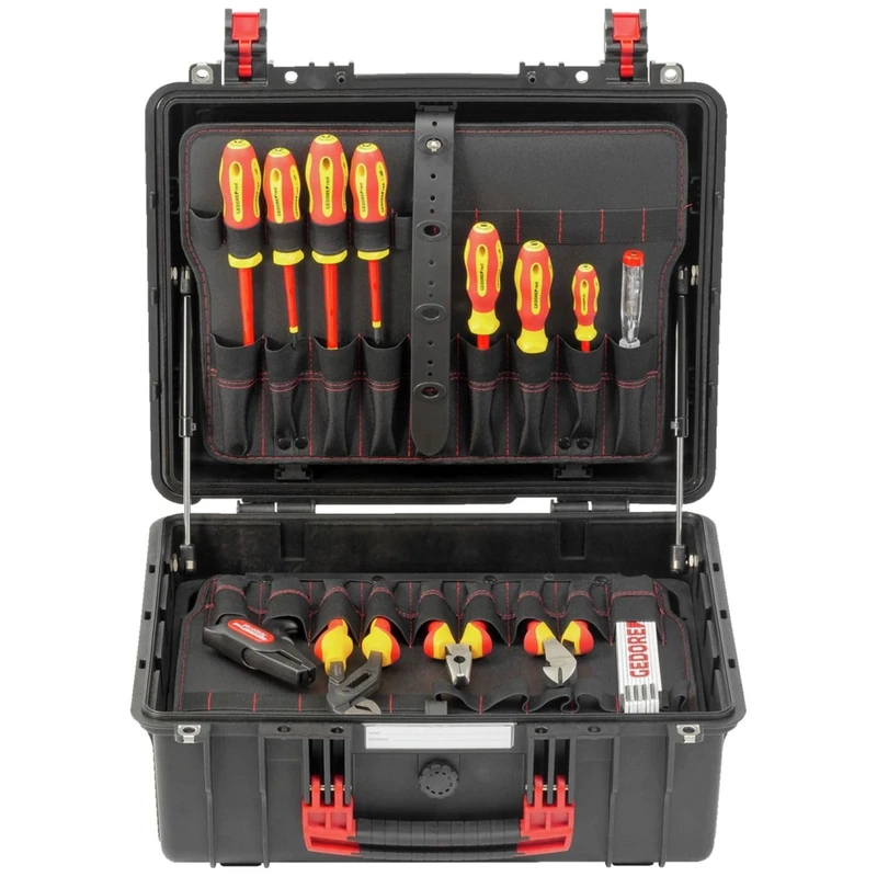 GEDORE Red R21652089 Electrician Tool Box 89 Pieces in Very Robust Plastic Case with Gas Struts - Image 1