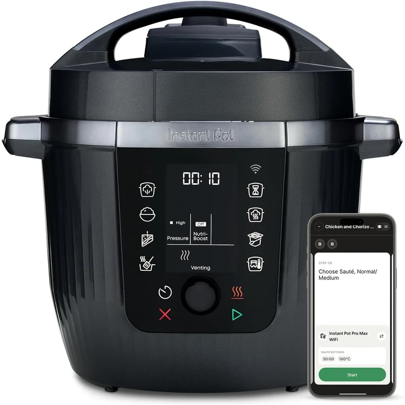 Instant Pot Pro 10-in-1 Electric Multi-Cooker 5.7L - Black, Pressure Cooker, Slow Cooker, Rice Cooker, Sauté Pan, Yoghurt Maker, Food Warmer, Steamer Pot, Sous Vide, Bake, NutriBoost™, Dishwasher Safe