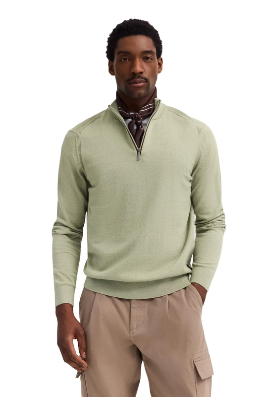 bugatti Men's Pullover Troyer Stand-Up Collar Cashmere Content Regular Fit, 130 cm, XL