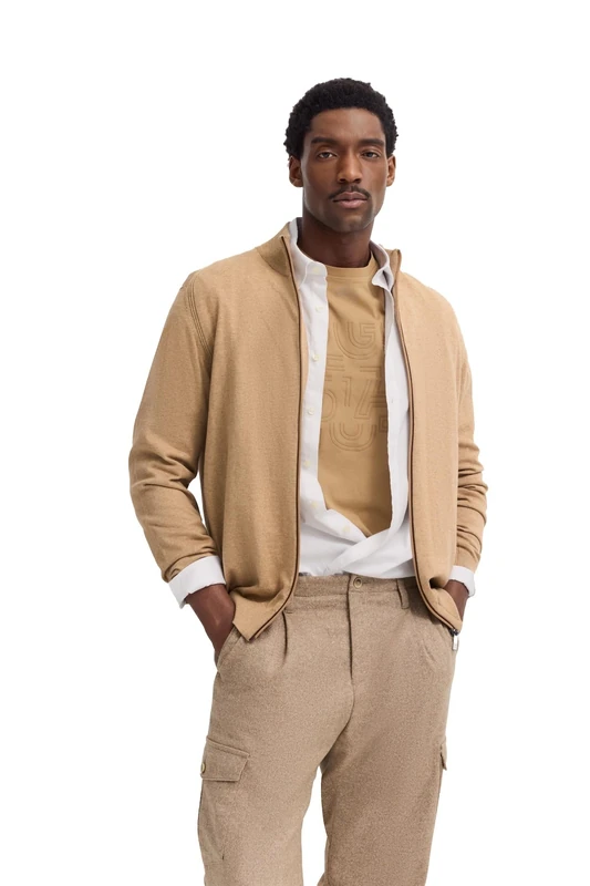 bugatti Men's 7600-85520d Cardigan Sweater, 14-Beige, XXL