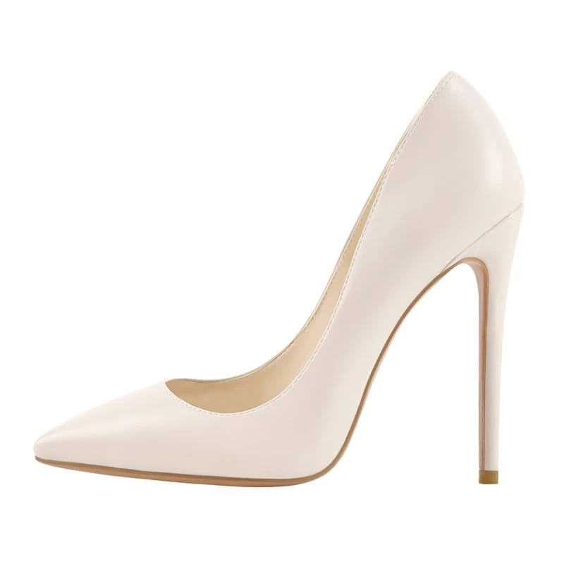blingqueen Stiletto Heel Pumps for Women Pointed Toe High Heels Wedding Shoes Sexy 4.7 Inch Heel for Women Pole Dancing Shoes Casual Court Shoes Beige Party Dress Size 5 UK
