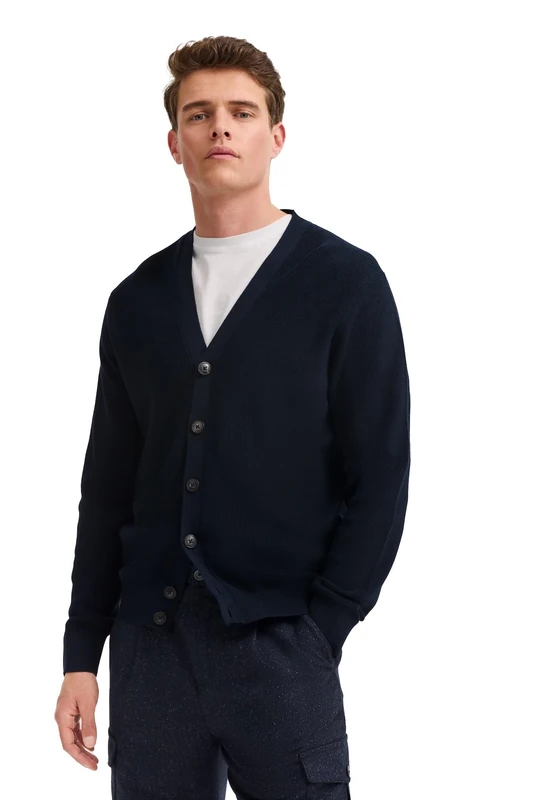 bugatti Men's 7600-85530d Cardigan Sweater, 390-navy, 3XL