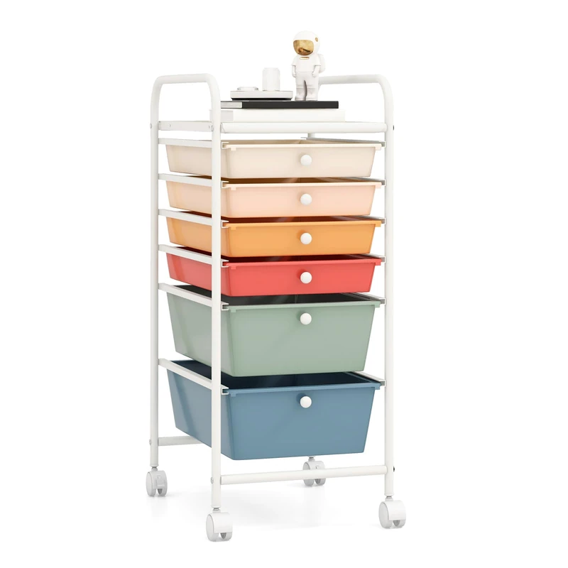 GiantexUK 4/6/12 Drawers Storage Trolley (Colorful, 6 Drawers)