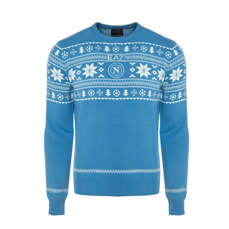 SSC NAPOLI Maglione Natale Sweater, Azure, L