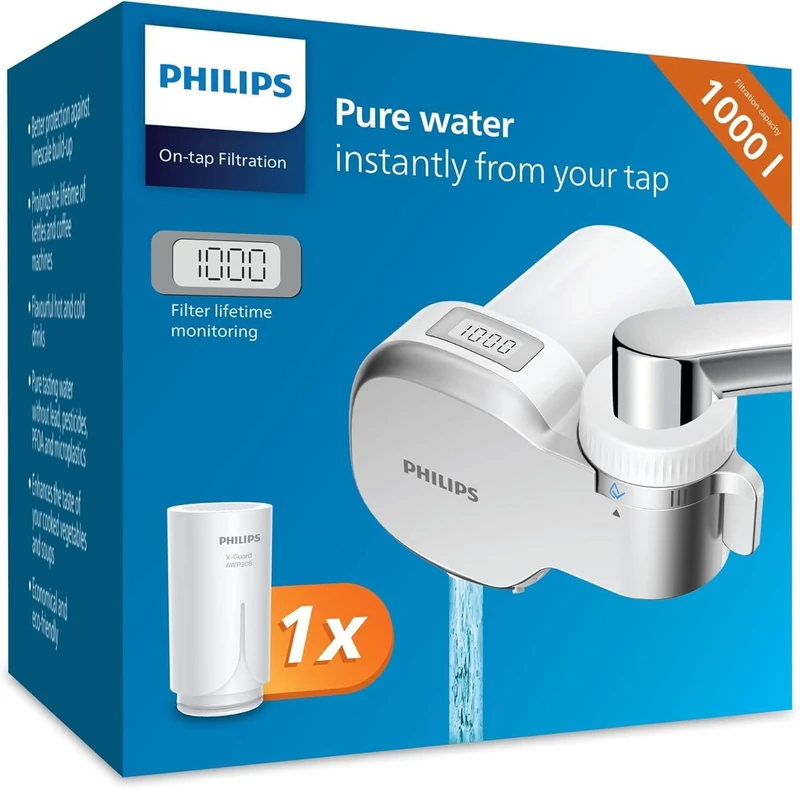PHILIPS Water Ontap Filter AWP3705P1/10 MICROFILTRATION mit DIGITALEM DISPLAY, 1000 L Filtrationskapazität