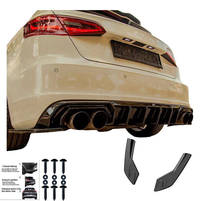 Oneway Rear Side Diffusors compatible with Audi S3 8V Sportback 2013-2016 - Gloss black