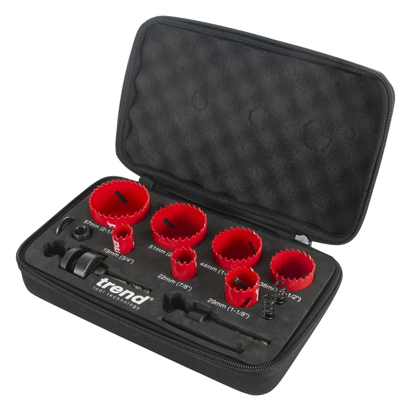 Trend 7-Piece Plumber Hole Saw Set, 19mm to 57mm, Fast Cutting and Long-Lasting Blades, HS/Set/7