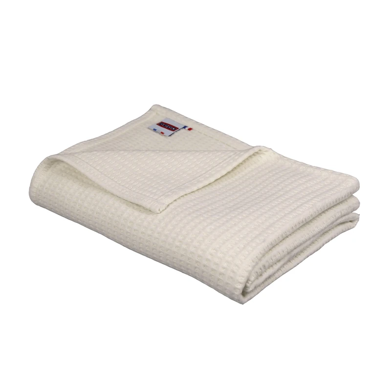 DODO I Caresse Nature Recycled Cotton Blanket – 120 x 180 cm, Exceptional Softness and Eco-Friendly Commitment, Durable and Elegant Comfort, Made in France