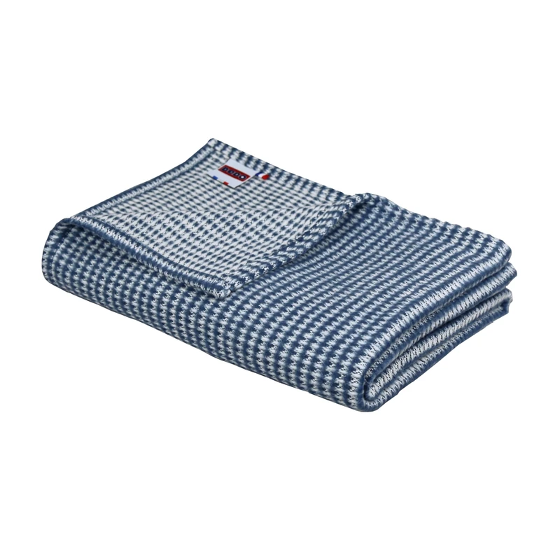 DODO I Recycled Cotton Throw Caresse Marine – 120 x 180 cm, Exceptional Softness and Eco-Friendly Commitment, Durable and Elegant Comfort, Made in France