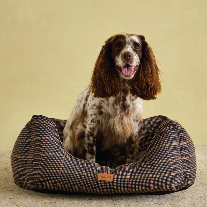 Rosewood x Joules Henson Check Box Bed for Dogs, Medium Dog Bed, Padded Sides, Non-Slip Base, Luxury Pet Bed for Medium Dogs