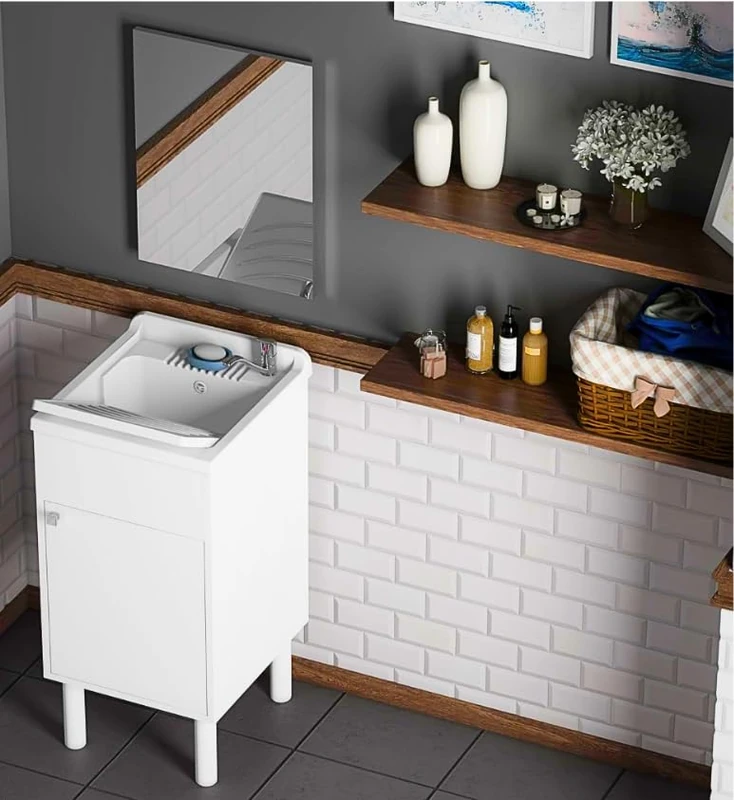 Negrari Resin Wash Basin Including Mirror, 45 x 50 x 85 cm