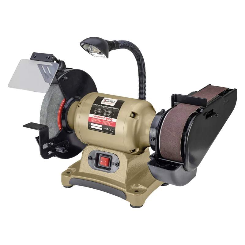 SIP 8" Bench Grinder & Belt Sander Linisher 550W 200mm Wheel 710 x 50mm Belt with LED Light