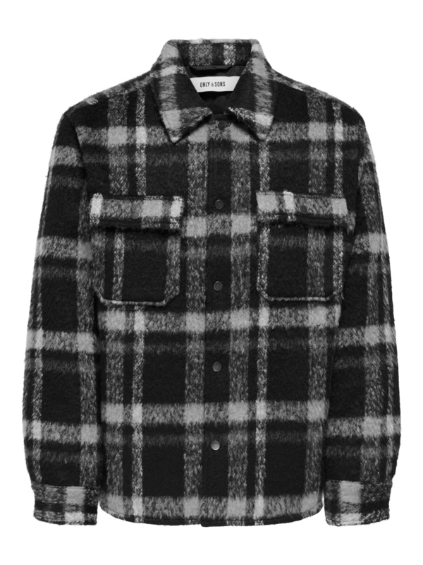 ONLY & SONS Men's Onsgio Lf Check Padded Jacket OTW, Phantom, M - Image 1