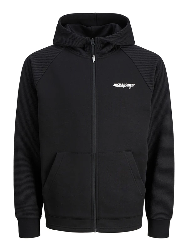 JACK & JONES Men's Jjthatcher Sweat Zip Hood, Black, XS