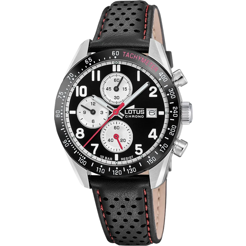 Lotus Mens Stainless Steel Chronograph Watch with Leather Strap 18995/4