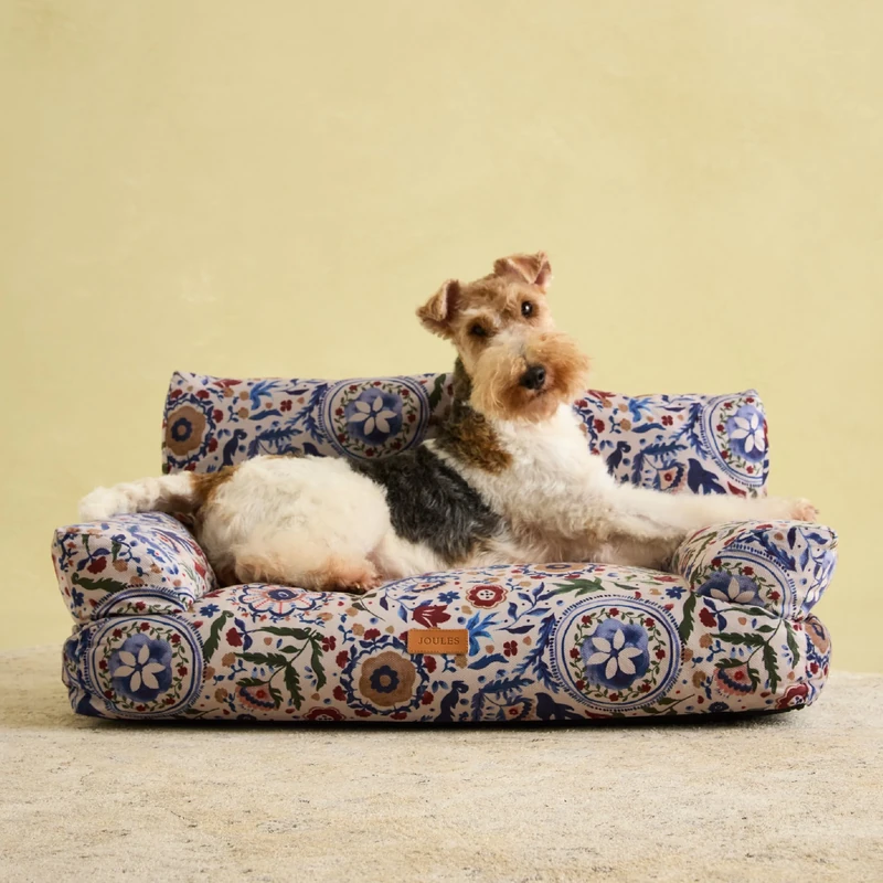 Rosewood x Joules Festival Floral Sofa Bed for Dogs, Small Dog Bed, Thickly Padded, Non-Slip Base, Washable, Luxury Pet Bed for Small Dogs and Cats