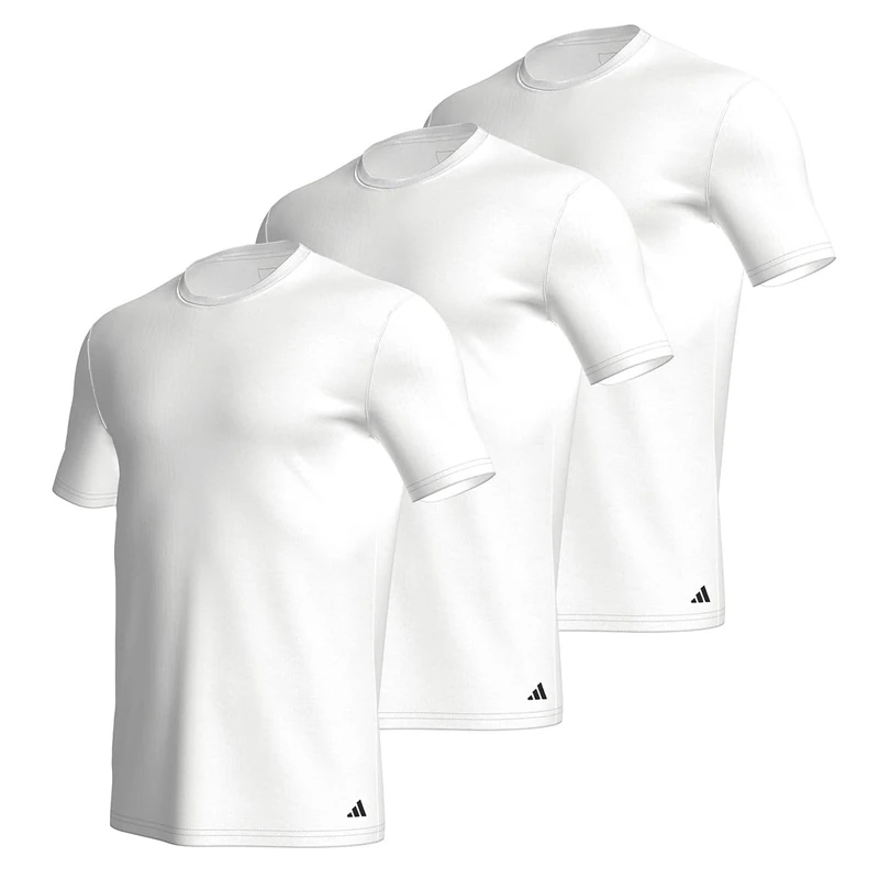 adidas Men's Crew Neck Shirt (3 Pack) - Active Core Cotton Baselayer Shirt (Pack of 3), White_4am011, S