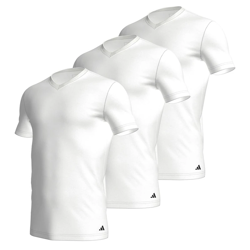 adidas Men's Crew Neck Shirt (3 Pack) - Active Core Cotton Baselayer Shirt (Pack of 3), White_4am012, L