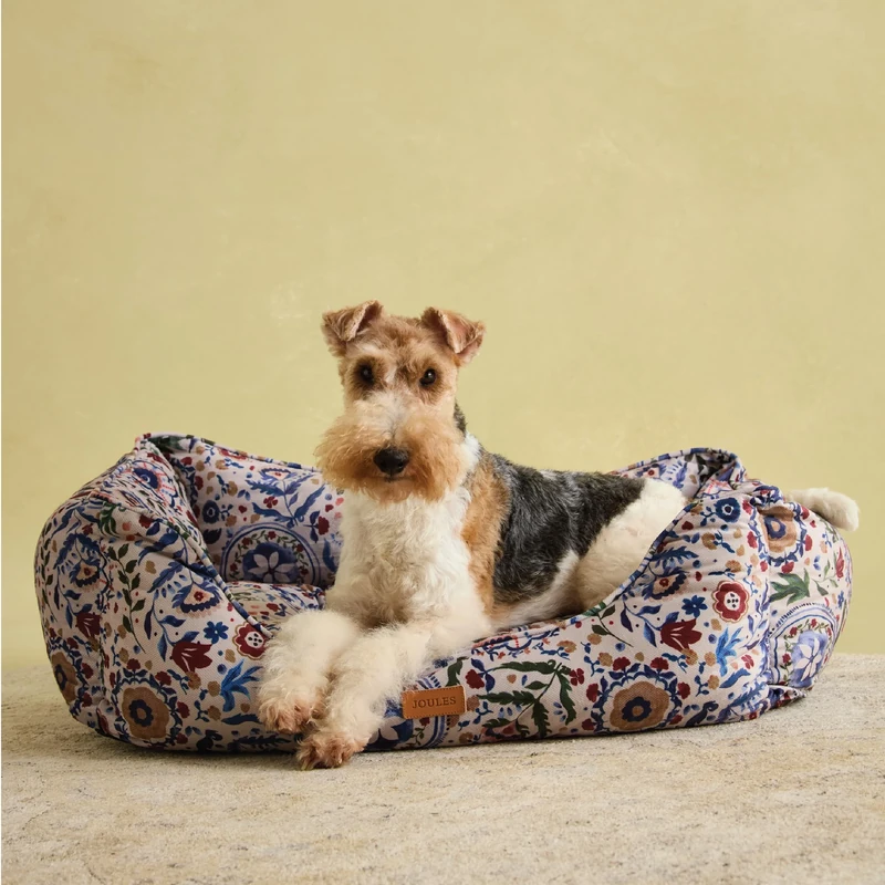 Rosewood x Joules Festival Floral Box Bed for Dogs, Large Dog Bed, Padded Sides, Non-Slip Base, Luxury Pet Bed for Large Dogs