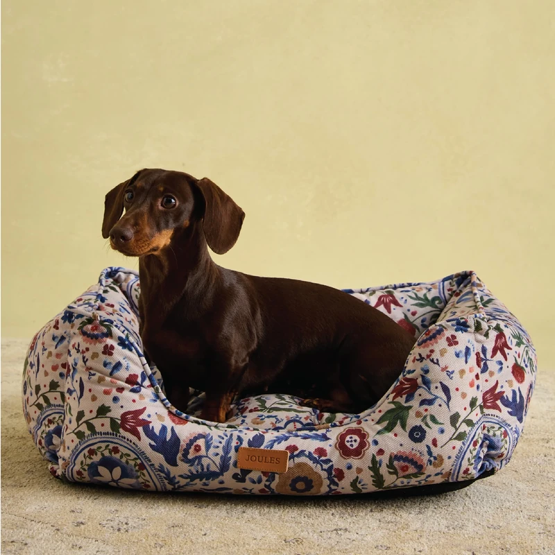 Rosewood x Joules Festival Floral Box Bed for Dogs, Small Dog Bed, Padded Sides, Non-Slip Base, Luxury Pet Bed for Small Dogs and Cats