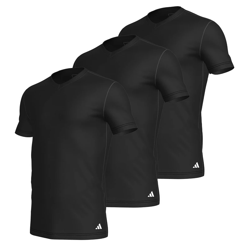 adidas Men's Crew Neck Shirt (3 Pack) - Active Core Cotton Baselayer Shirt (Pack of 3), Black_4am012, XL
