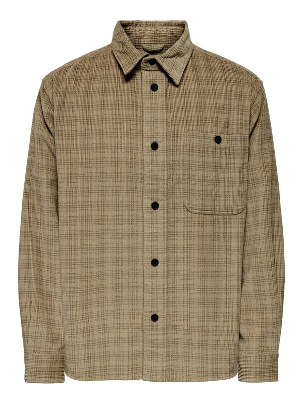ONLY & SONS Onswaleed Corduroy Overshirt 0345, Chinchilla, L