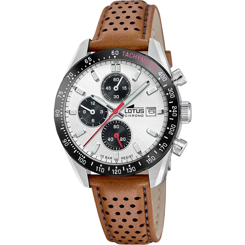 Lotus Mens Stainless Steel Chronograph Watch with Leather Strap 18995/1