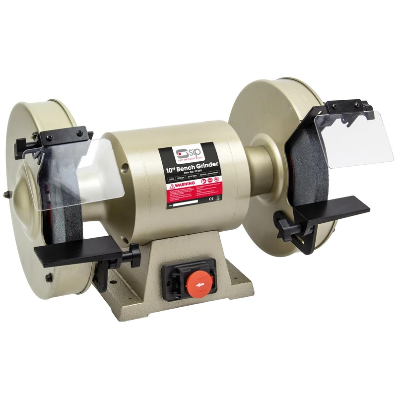 SIP Electric Bench Grinder 10" 230V 750W 2980RPM 250mm x 25mm Wheel, Coarse and Fine Grit Grinding Wheels
