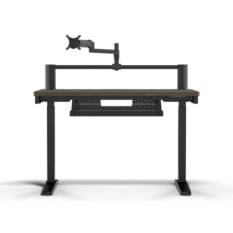 Corsair Platform:4 Elevate – 120cm x 76cm, Adjustable Height, Electric Standing Computer Home Office Gaming Desk, Memory Presets, Cable Management, USB Ports, Monitor Arm Included – Dark Walnut Stain