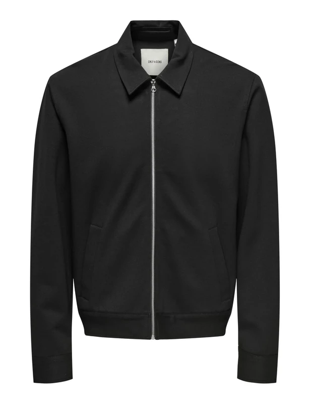 ONLY & SONS Onsjakes 0339 Reg Zip Stretch Overshirt, Black, L