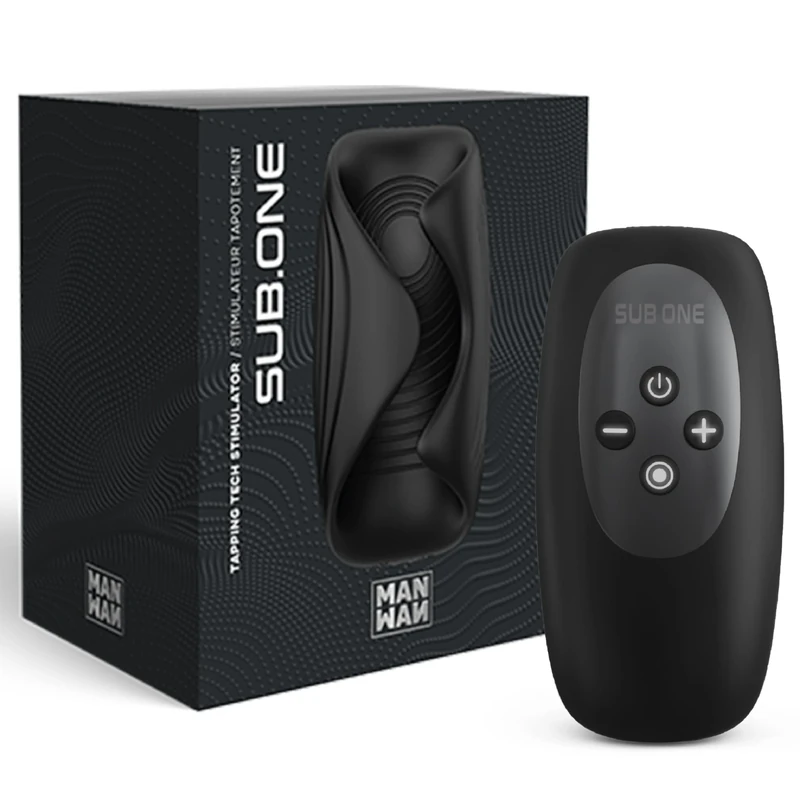 Manwan Sub One Vibrating Masturbator with Tapping Function Black 10.9 x 4 x 7.8 cm