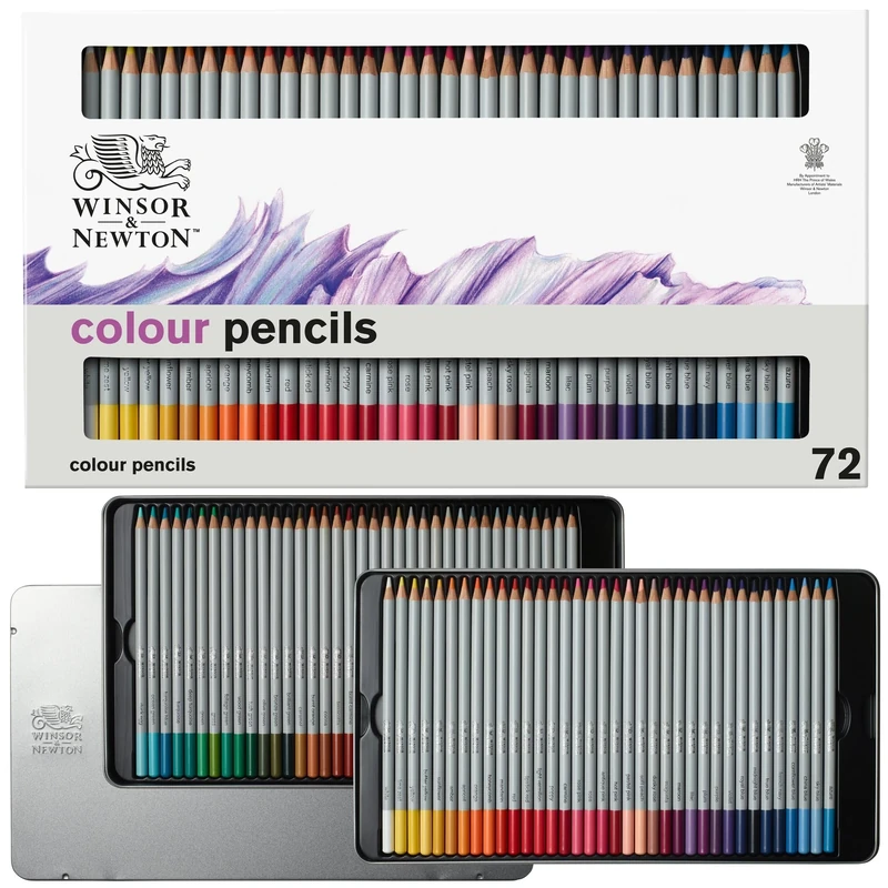 Winsor & Newton 2090006 Studio Collection Colouring Pencils Set - 72 Vibrant Colours in a Metal Box, Shatterproof Soft Color Release Coloring Pencils for Adults and Artists