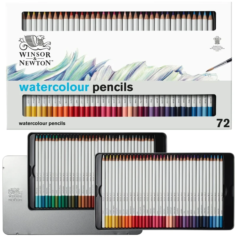 Winsor & Newton 2090007 Studio Collection Watercolor Pencil Set - 72 Vibrant Colours in a Metal Box, Shatterproof Soft Colour Release Painting Pencils for Adults and Artists