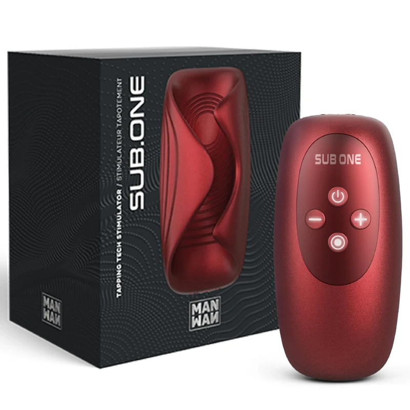 Manwan Sub One Vibrating Masturbator with Tapping Function Dark Red 10.9 x 4 x 7.8 cm