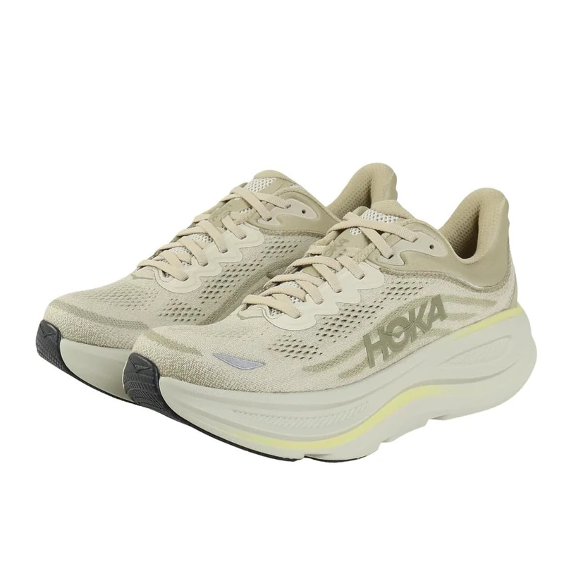 HOKA Men's Bondi 9 Sneaker, Grassland/Oyster Mushroom, 8.5