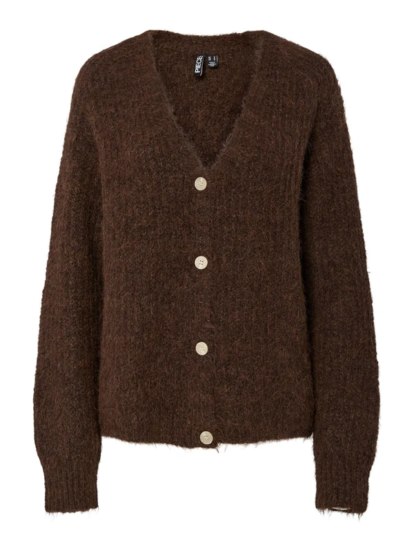 Pieces Womens Pccleo LS V-Neck Knit Cardigan Noos Bc, Hot Fudge, M UK - Image 1