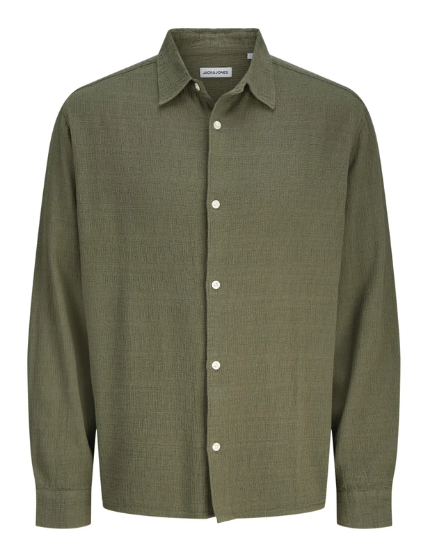 JACK & JONES Jjleo Jacquard Shirt Ls, Dusty Olive, M