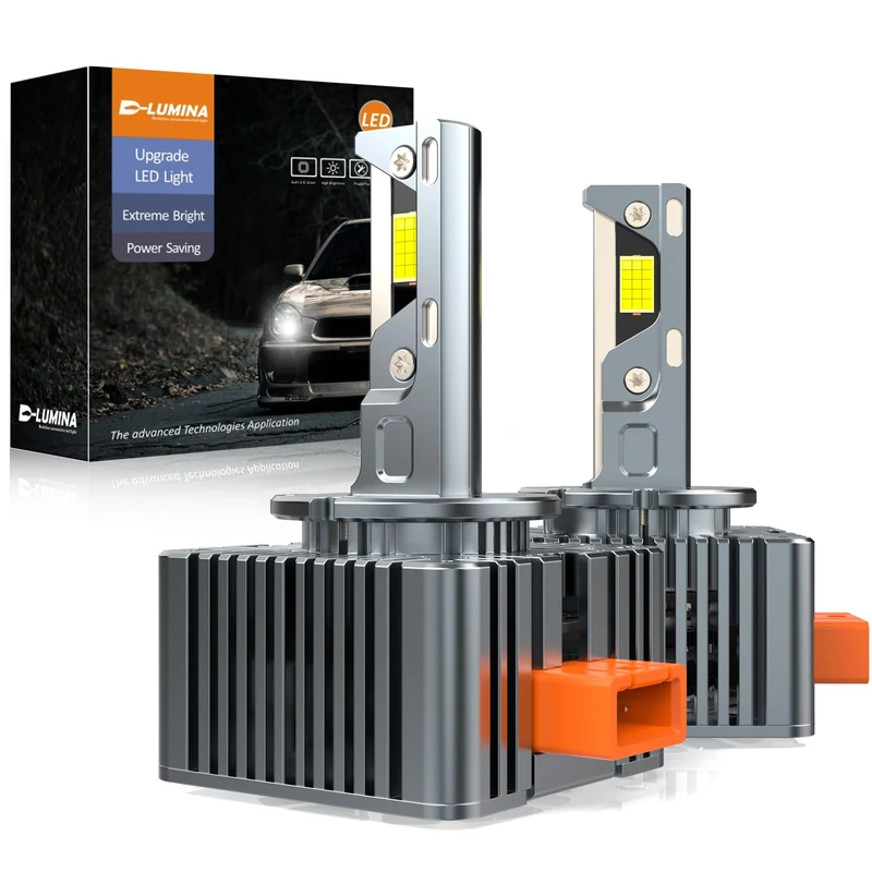 D-Lumina D8S LED Headlight Bulb Anti-Error 20000LM 120W 6500K White Extremely Bright LED Conversion Kit, Canbus Headlight Replace OEM Xenon HID Bulb Plug and Play, Pack of 2