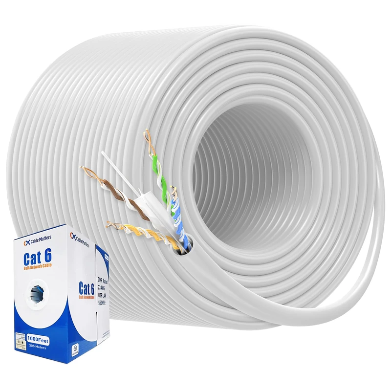 Cable Matters [UL Listed] 10Gbps 23AWG CMR Cat6 Cable, 1000ft, White