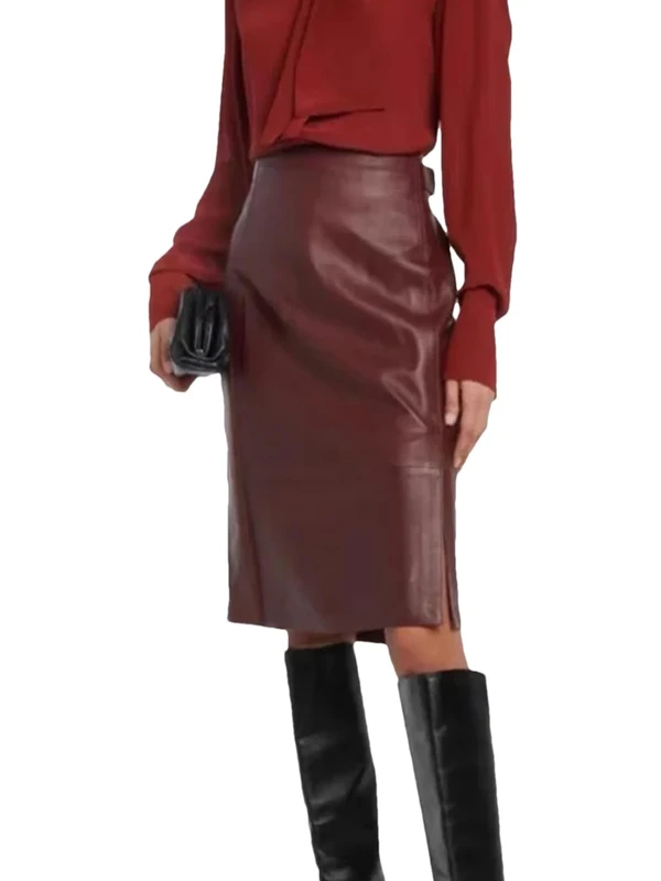 Womens Spring Fashion Skirt Side Slit Zipper A-Line Leather Skirt Bodycon Mini Skirts