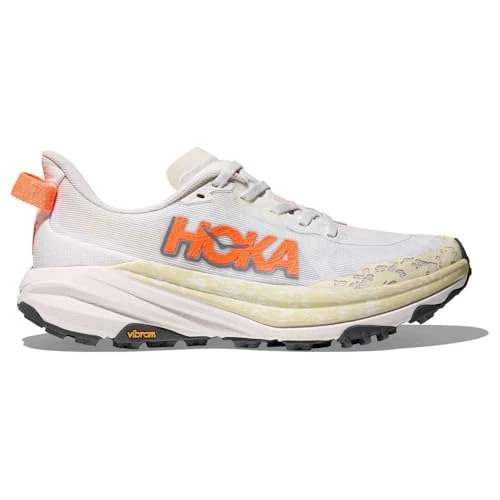 Hoka ONE ONE Women's Speedgoat 6 Sneaker, White/NEON Tangerine, 6 UK