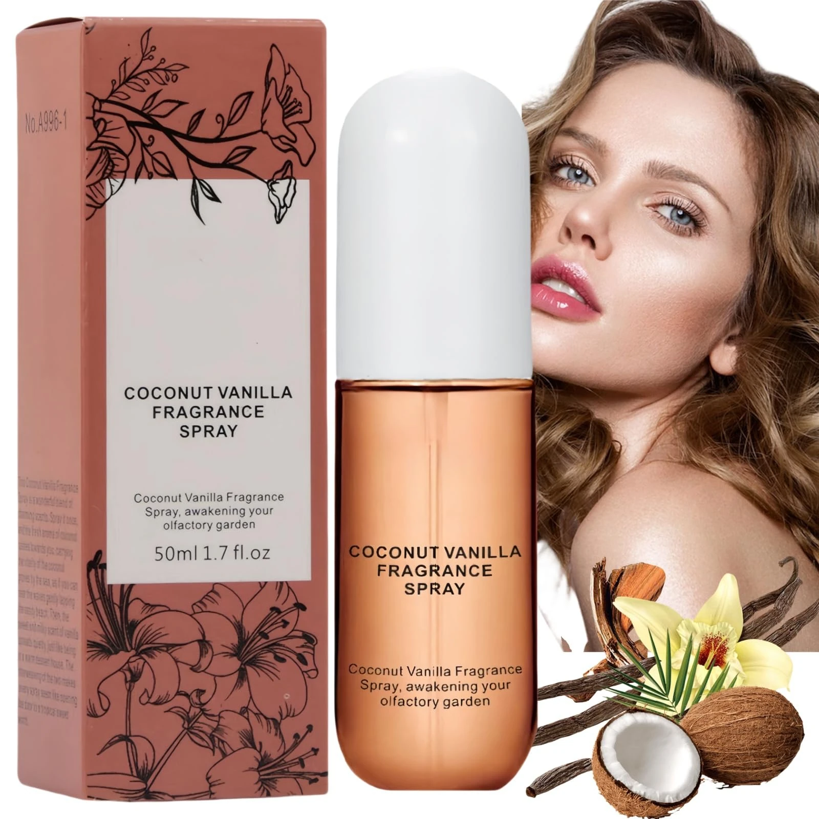 Vanilla Perfume,Vanilla Body Skin Mist,Vanilla Body Spray,Vanilla Hair and Body Mist,Coconut Vanilla Fragrance Spray,Long Lasting Hair Perfume for Women,Coconut Body Spray,Charming Gift for Women,50ml