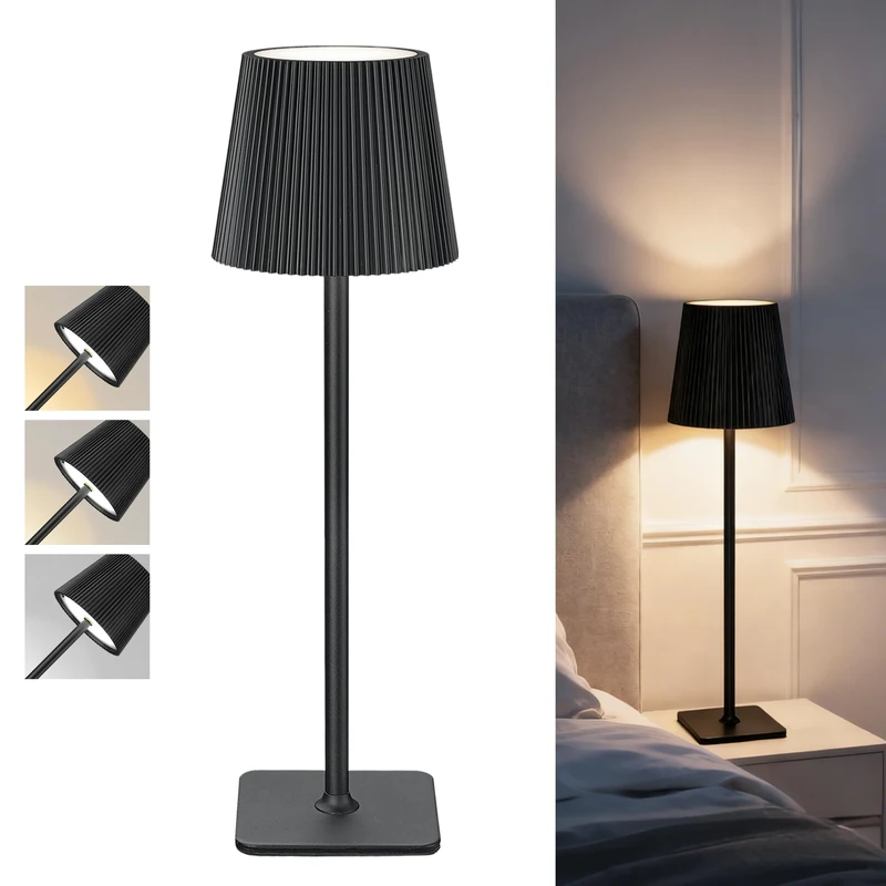 LuminexDesigns Cordless Rechargeable LED Table Lamp Black Vela TL02
