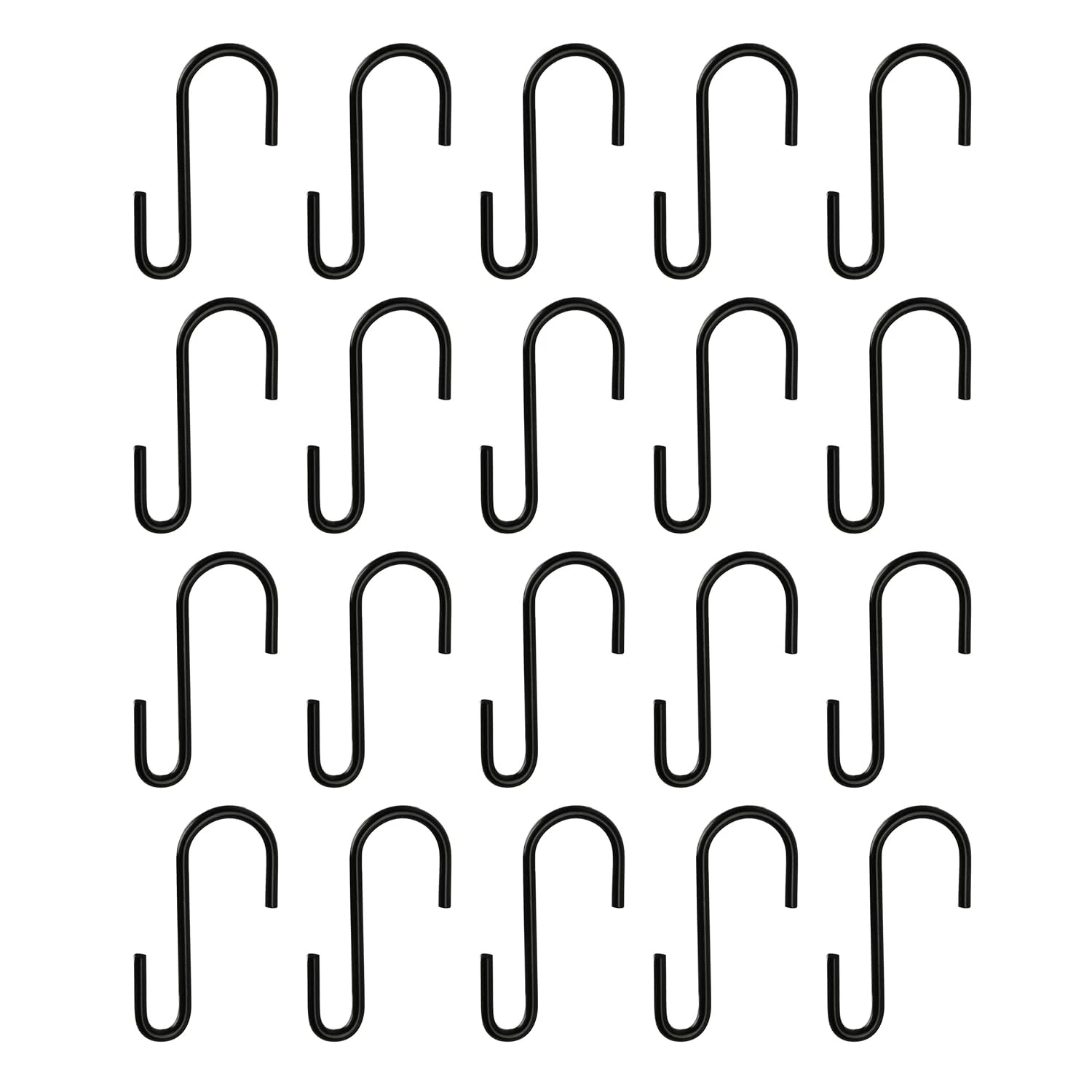 iLamvie 20 Pack S Hooks, Stainless Steel for Hanging, Small Heavy Duty Double Hooks for Kitchen, Bathroom, Bedroom and Office (Black)