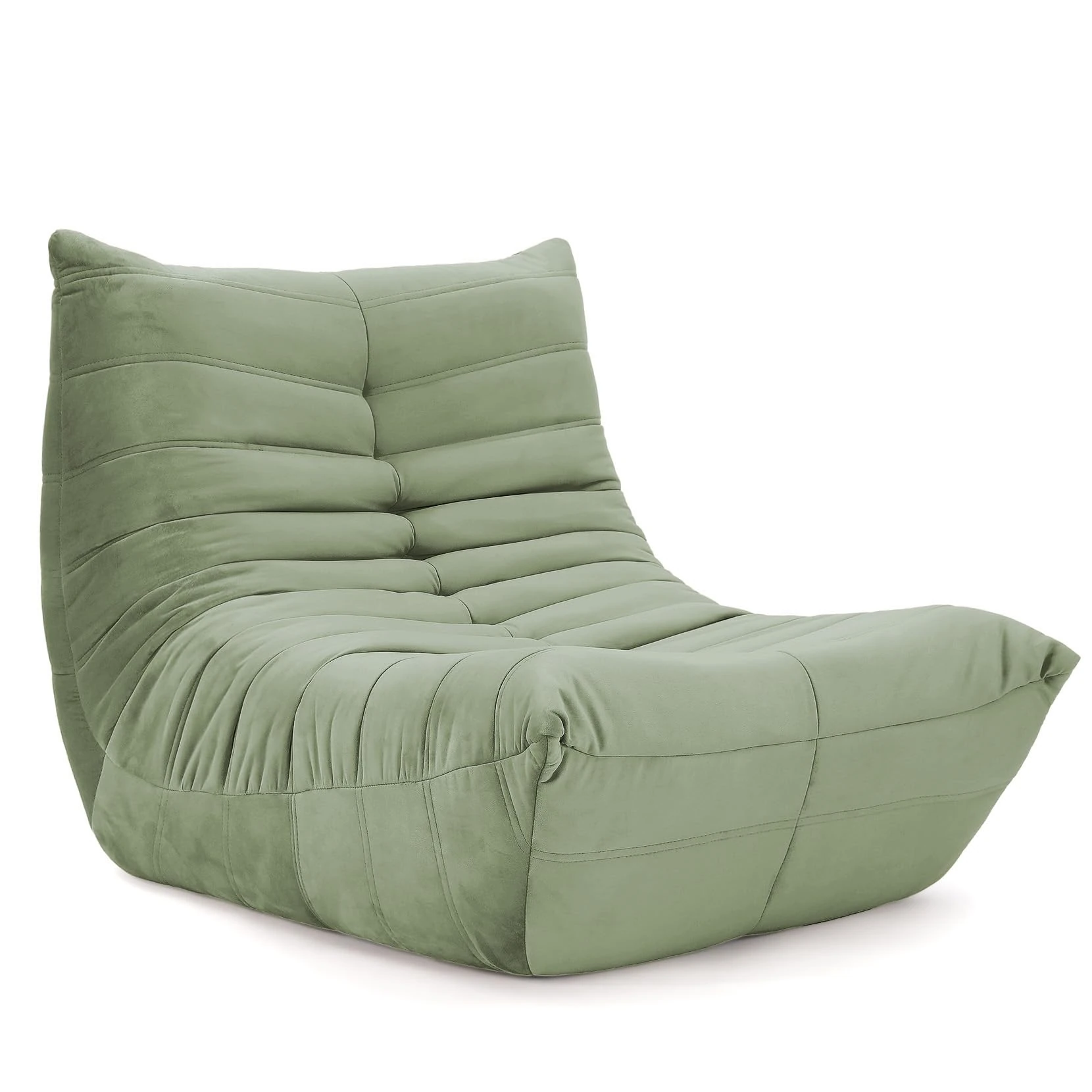 Vesgantti Togo Fireside Lounge Chair - Soft Suede, Premium Foam, Lazy Floor Sofa, Green Armless Accent Chair for Living Room & Bedroom, Salon Office